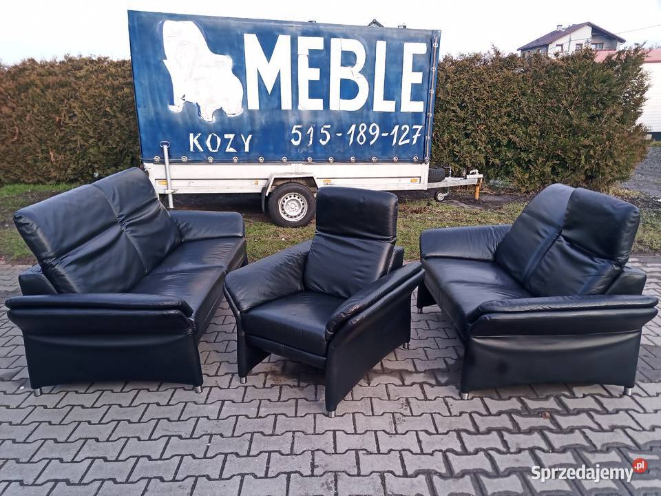 Komplet Rozkładany RELAX 321 i Stolik Skóra Kozy