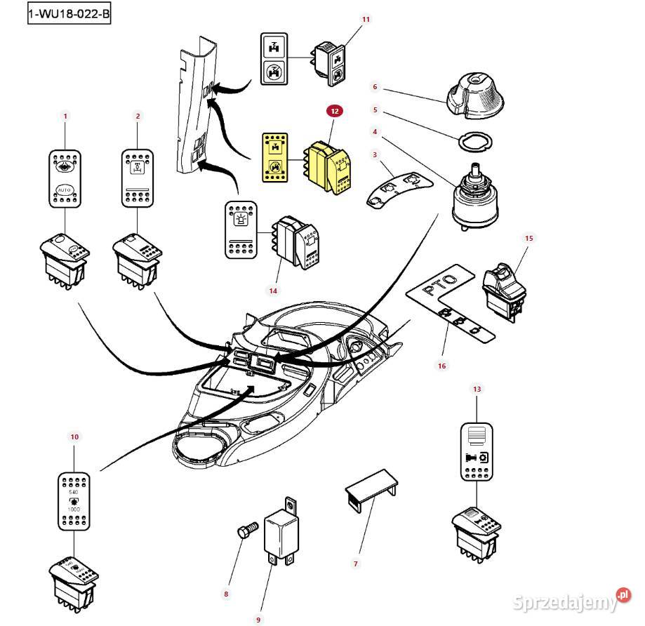 Włącznik amortyzacji osi przedniej Massey podlaskie Białystok