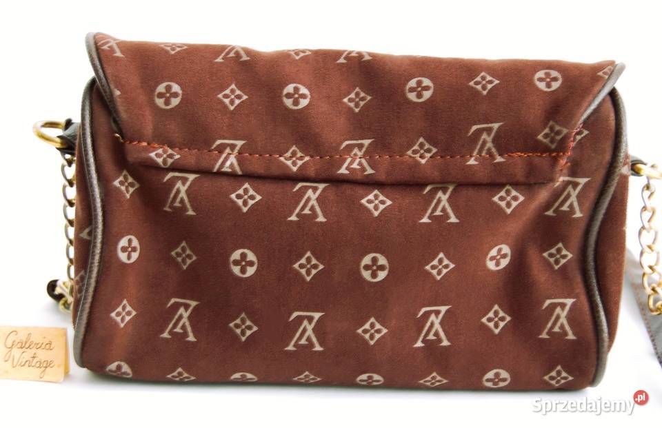 Zamszowa brązowa torebka na ramię Louis Vuitton brązowy/beżowy