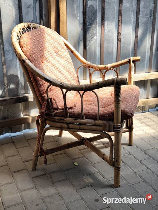 Unikatowy fotel bambusowy vintage lata 60 Poddębice