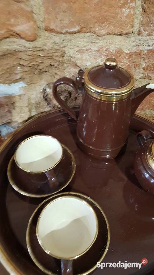 Serwis kawowy oficerski metalowy emalia Czech Orneta
