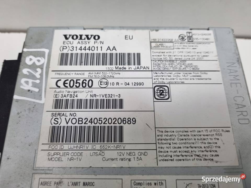 Volvo VOLVO V60 I S60 II V40 II CZYTNIK Części samochodowe Chełm