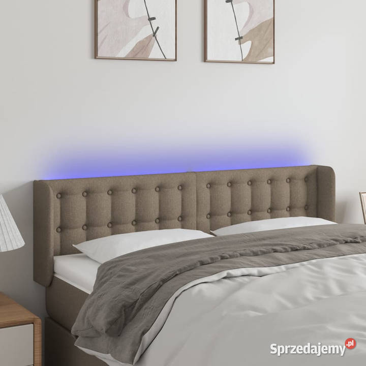 Zagłówek do łóżka z LED taupe 147x16x7888 Ramy i stelaże Warszawa