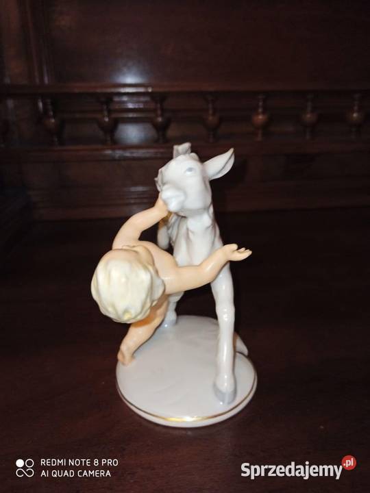 Figurka chłopca z koziołkiem Schaubach Gdańsk