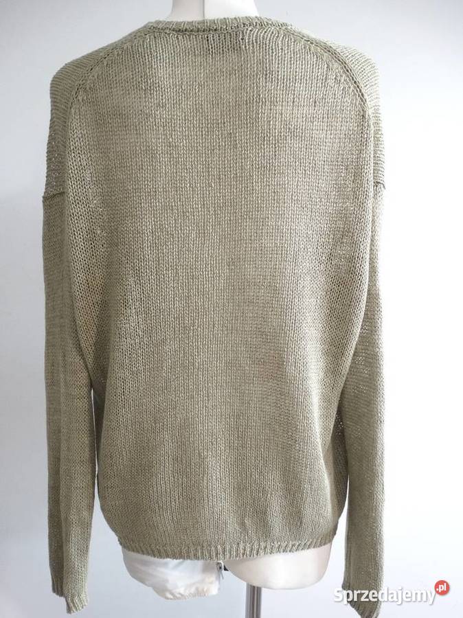 Sweter Lniany 100 Len Oliwkowy Bluzka Dzianinowa Rozmiar 38(M) podlaskie Łomża