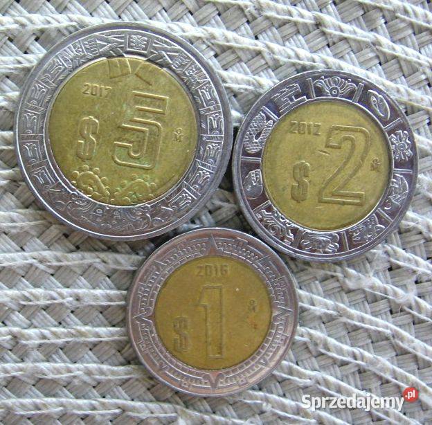 Zestaw 3 Meksyk 1 2 i 5 Peso Kalisz
