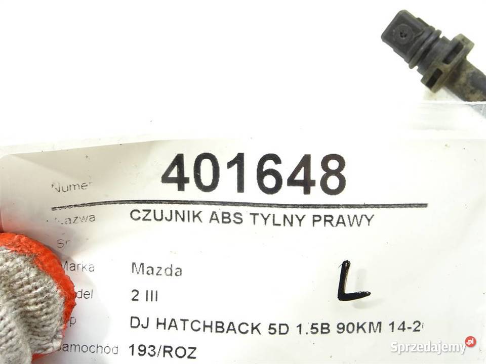 CZUJNIK ABS TYLNY PRAWY MAZDA 2 DL ABSENSOR podkarpackie