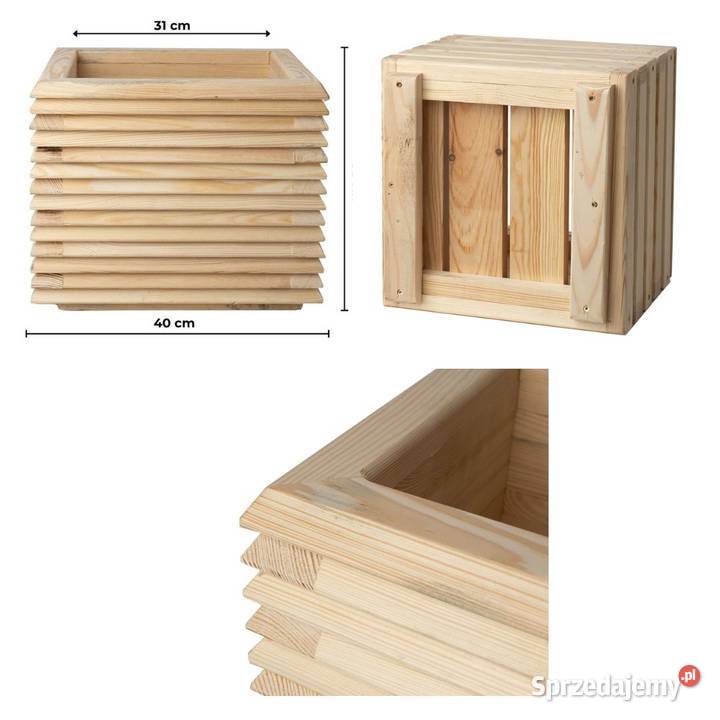 Donica drewniana 3D nowoczesna styl industrialny Kalety