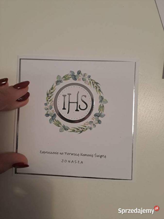 Zaproszenia z okazji komunii Rękodzieło Antyki, Sztuka, Kolekcje Strzebiń