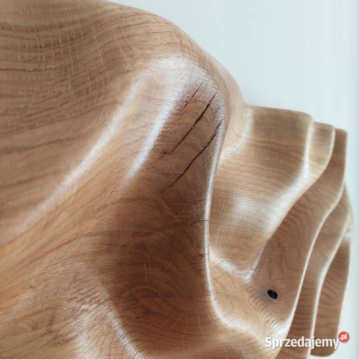 Płaskorzeźba dębowa live edge fale 3D olejowana Malechowo