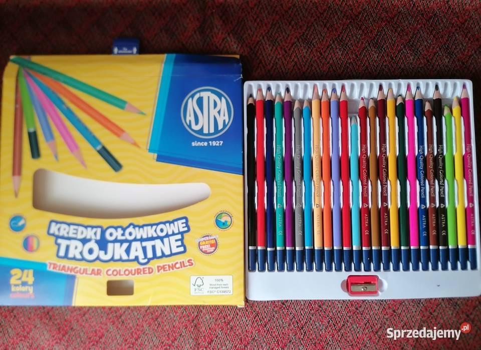 Kredki ołówkowe trójkatne 24 kolory używaneASTRA