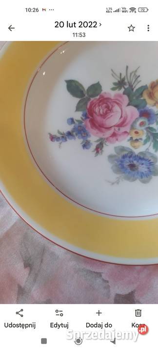 Talerz paterka porcelana Bavaria żółty pas Wrocław