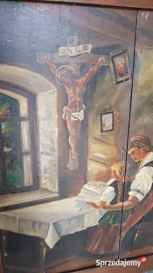 Obraz olej na desce Prusy Warmia około 1900 Orneta