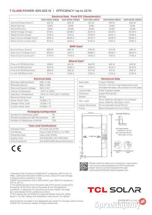 TCL Solar 625W HSMND66GR625 sprzedam