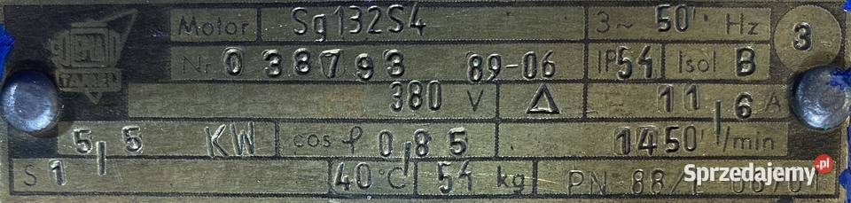silnik elektryczny 55kW 1450obr 3fazowy Tamel kujawsko-pomorskie sprzedam