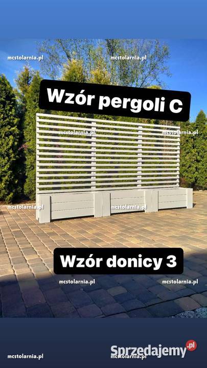 Donica z pergolą płot lamelowy pomorskie