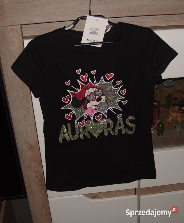 Serca MIKIHolo cyrkonie czarna NOWA bluzeczka Bluzki i koszule wielkopolskie