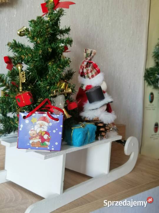 Stroik świąteczny oświetlony na saniach Ozdoba Katowice