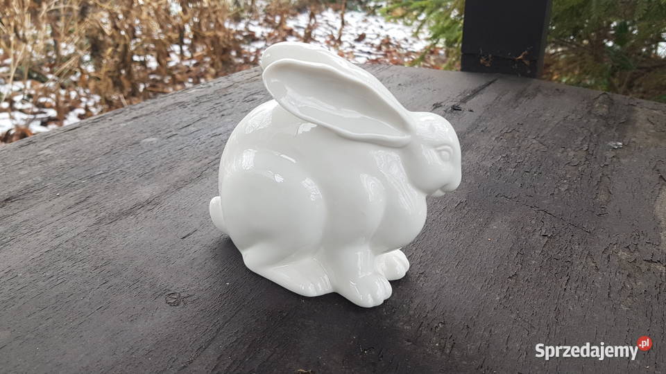 Porcelana figurka zająca biały Myszków