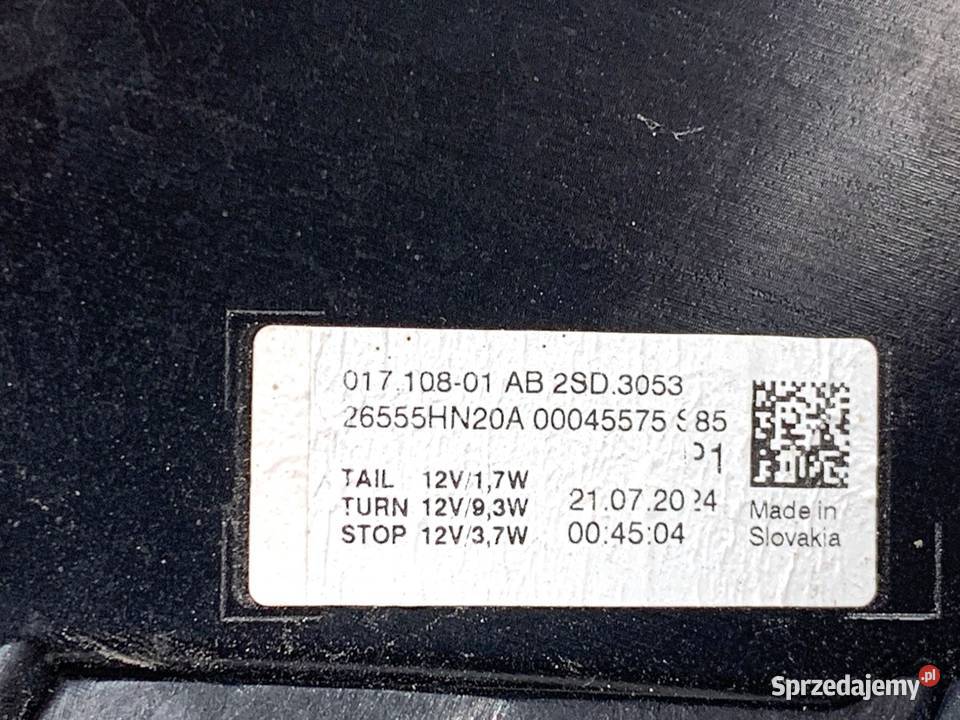 LAMPA LEWY TYŁ NISSAN QASHQAI J12 26555HN20A Lampy tylne