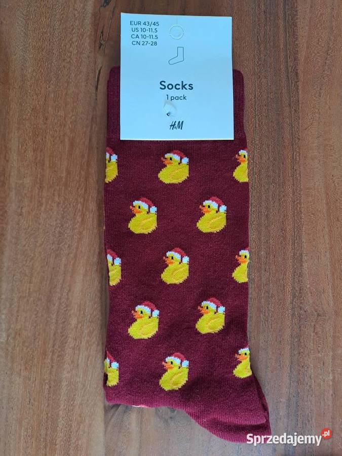 HM Skarpetki w kaczki w czapkach świątecznych Rozmiar L Bielizna Warszawa sprzedam