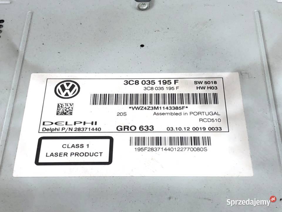 RADIO VW PASSAT B7 3C8035195F 1015 ODTWARZACZ Sprzęt audio fabryczny