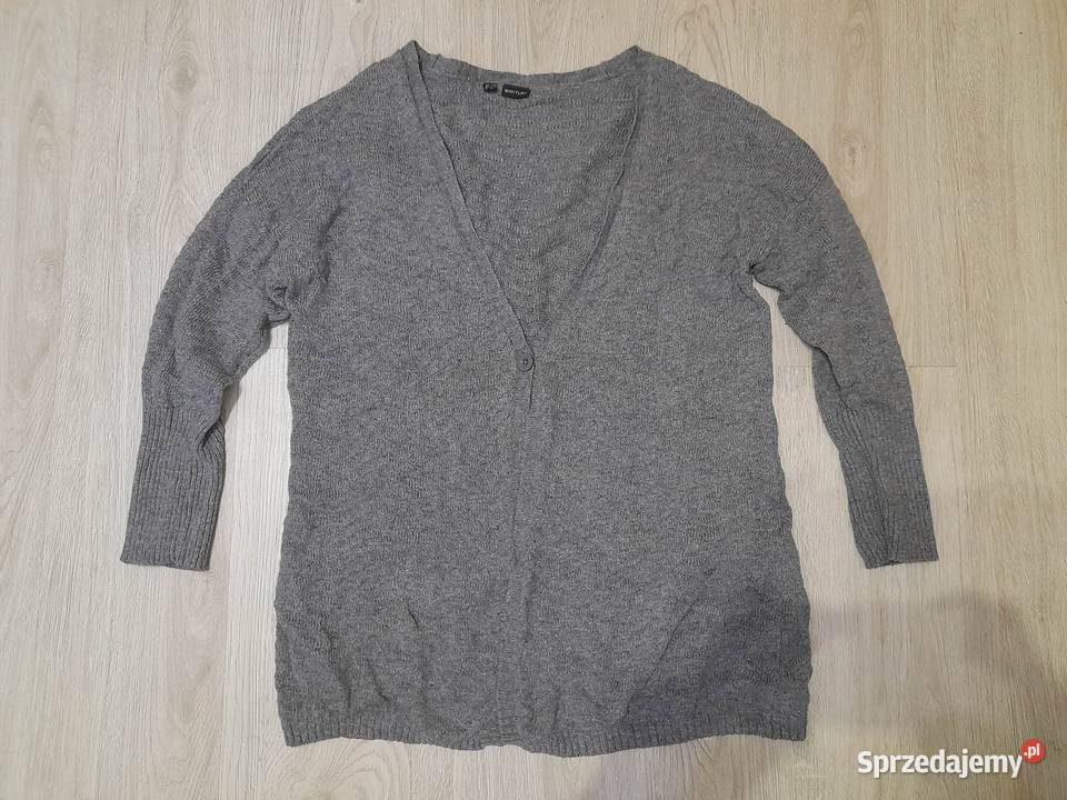 Kardigan rozpinany sweter szary/srebrny Chynowo