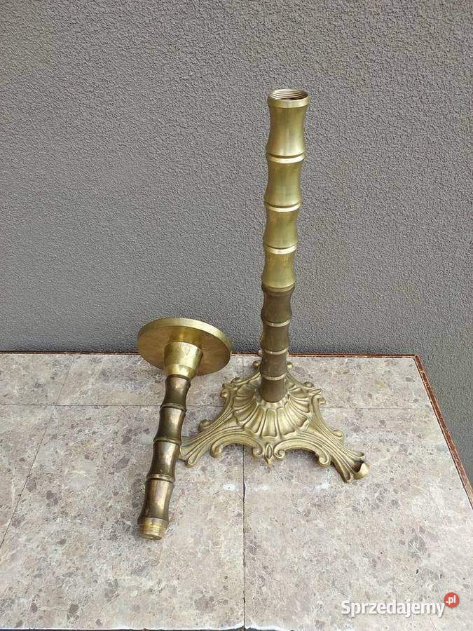 Duży mosiężny świecznik podłogowy paschalny Tczew