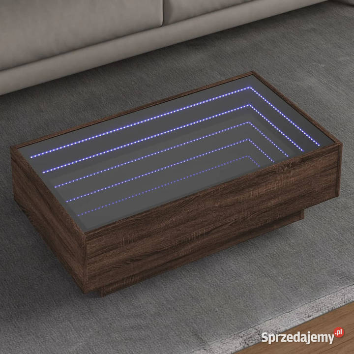 Stolik kawowy z LED brązowy dąb 90x50x30