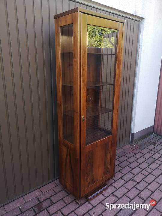 Witryna Biblioteka Słupek ArtDeco Orzech Stary Swarzędz