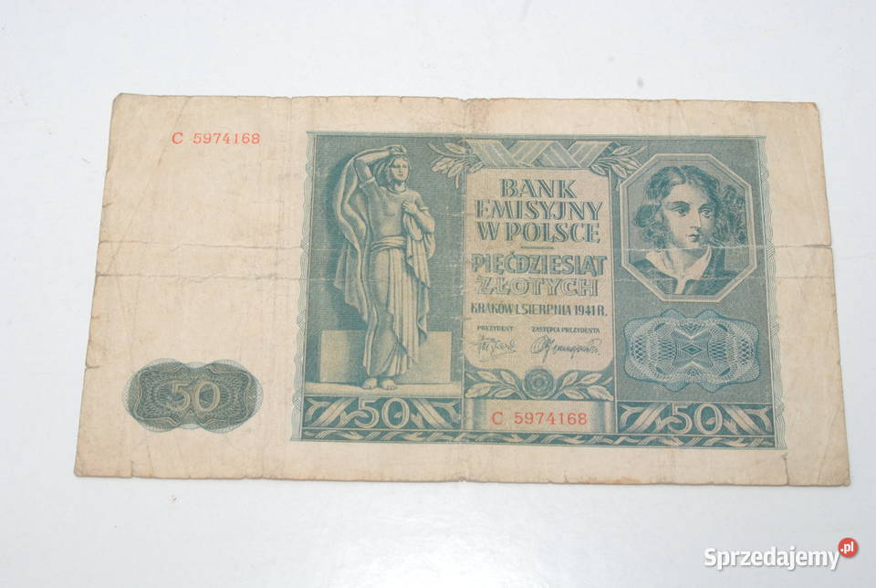 Stary banknot 50 złotych 1941 antyk unikat Cieszyn