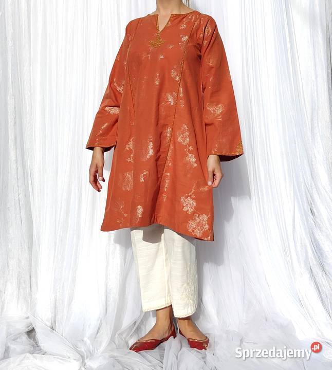 Pomarańczowa tunika sukienka L 40 hippie boho Szczecin