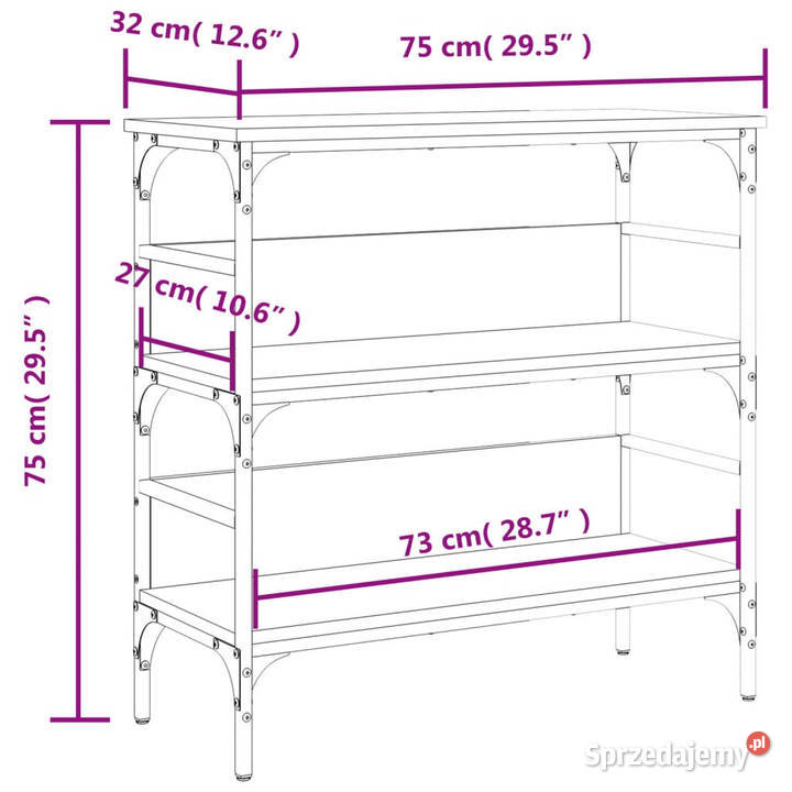 Stolik konsolowy czarny 75x32x75 materiał Warszawa