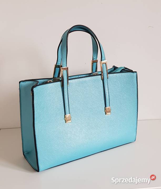 Elegancka błękitna torebka do ręki 33cm Torby i torebki śląskie