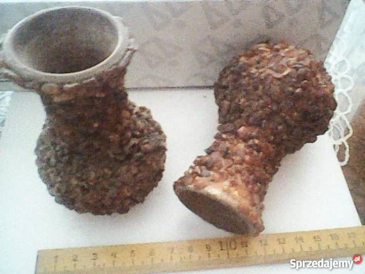 dwa wazoniki ceramiczne pokryte bursztynem Gorzów Wielkopolski