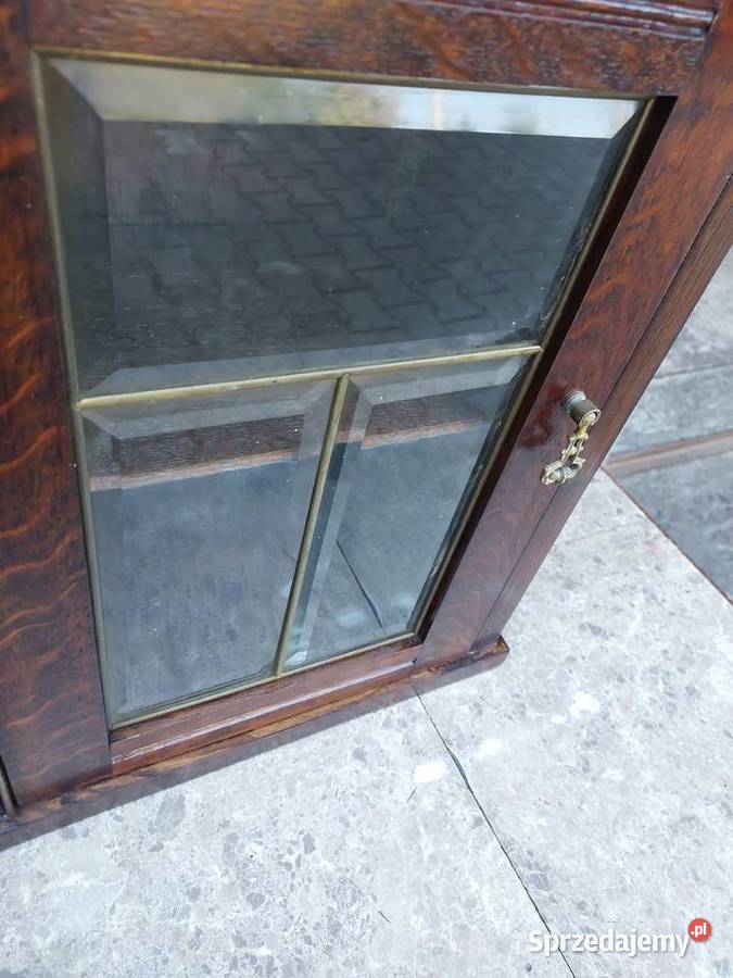 Stara szafka wisząca mała fazowane witrażowe Tczew