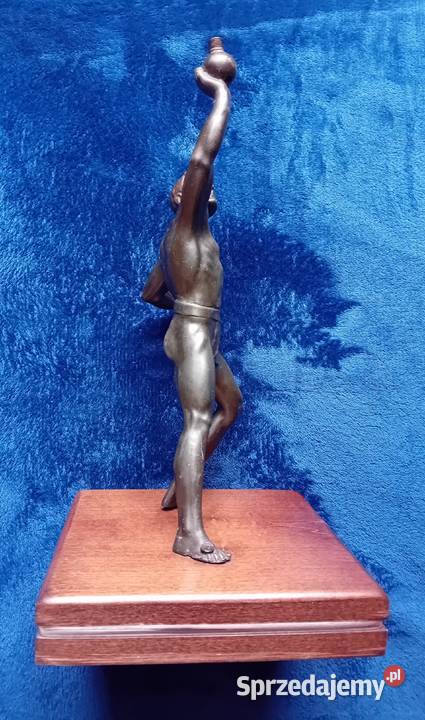 Figurka z brązu art deco olimpijczyk podstawa Koźminek