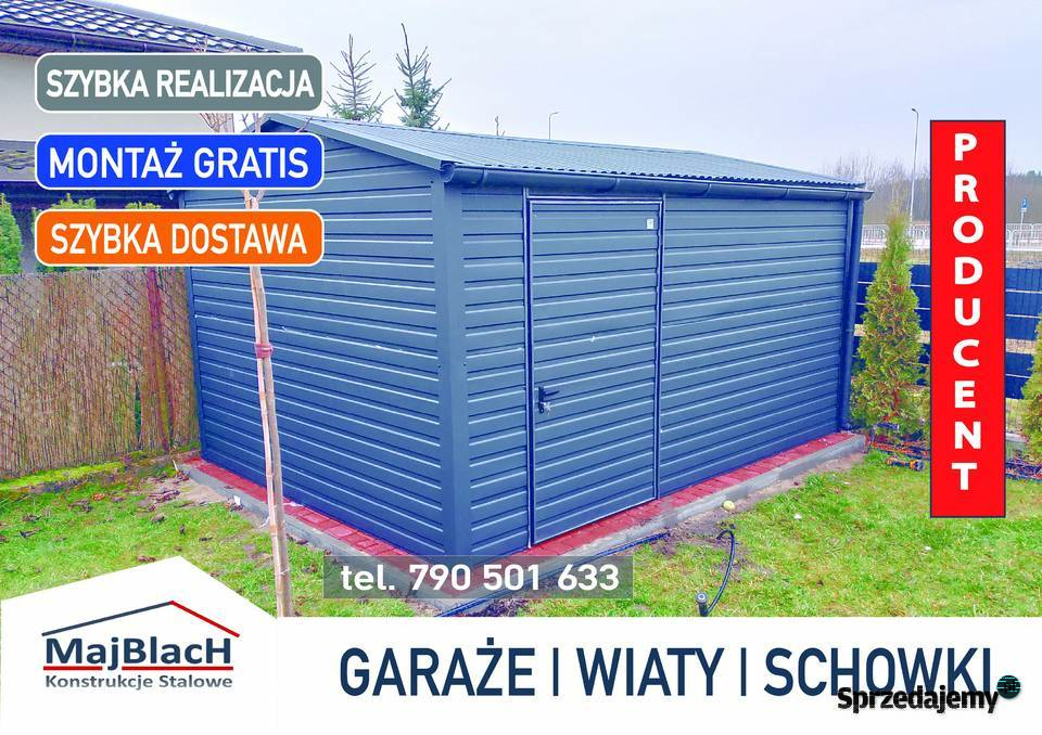 Grafitowy Garaż Blaszany Altana Ogrodowa Schowek Ostrów Południowy