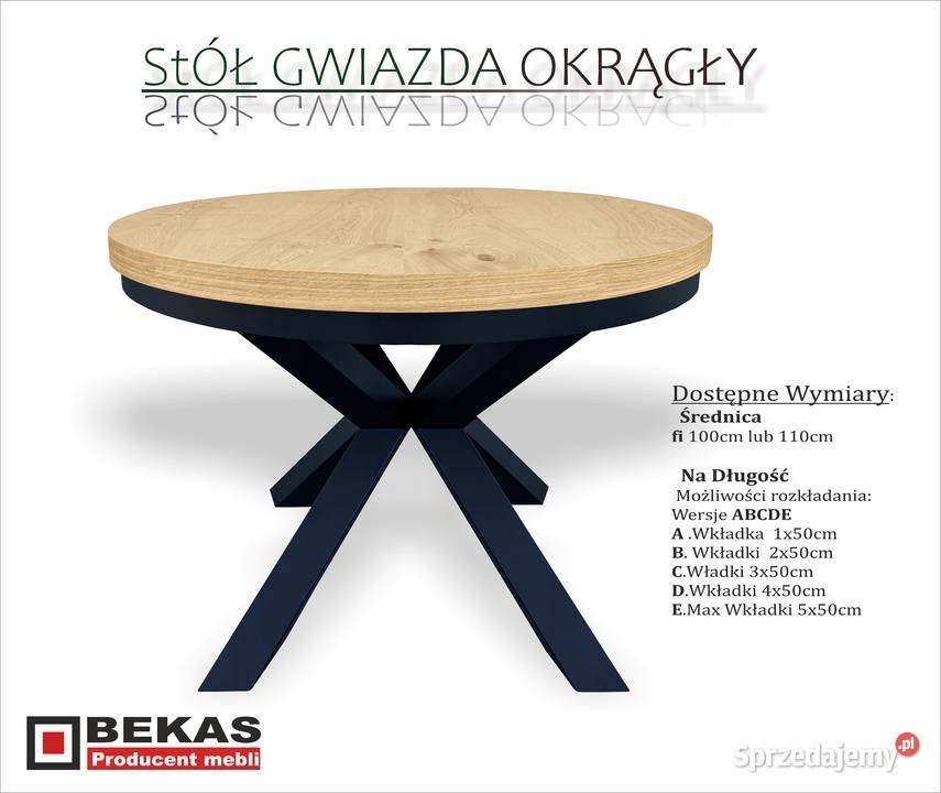 Zestaw STÓŁ Okrągły Gwiazda 4 Krzesła Warszawa