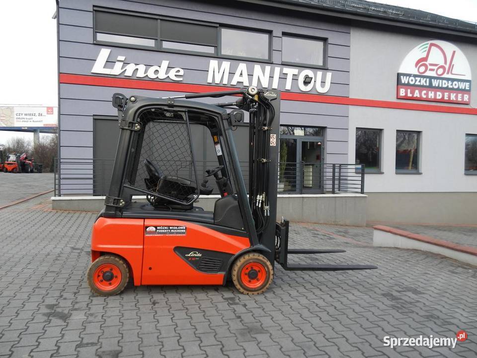 Elektryczny wózek widłowy Linde E16P02 Triplex regulowane widły Mogilany sprzedam