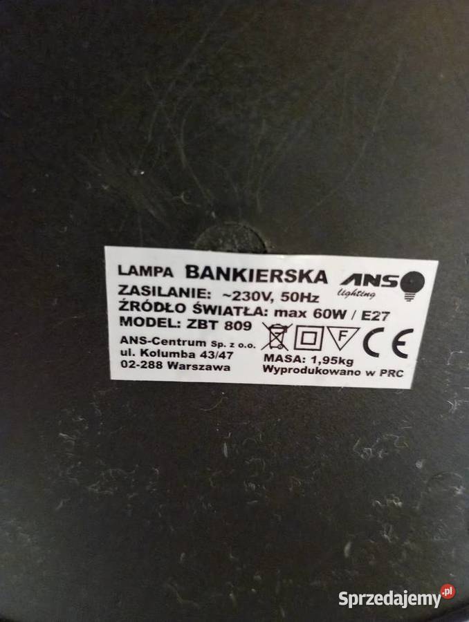 Lampa biurkowa bankierska Zduńska Wola
