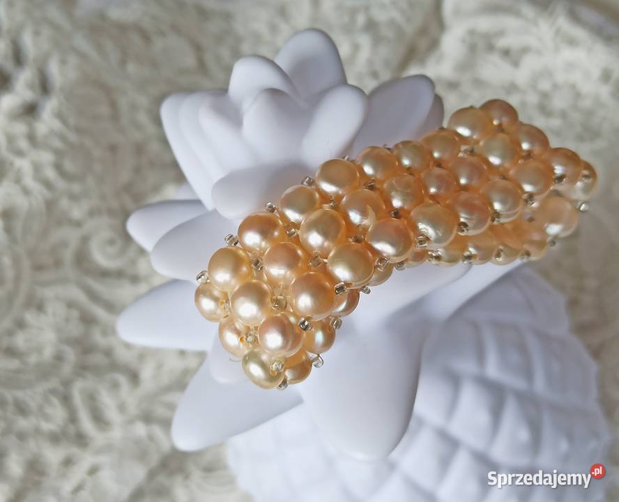 Bransoletka 3rzędowa szeroka perła hodowlana Warszawa