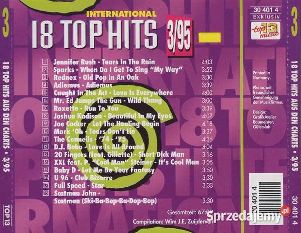 18 Top Hits International 395 CD małopolskie Krynica-Zdrój sprzedam