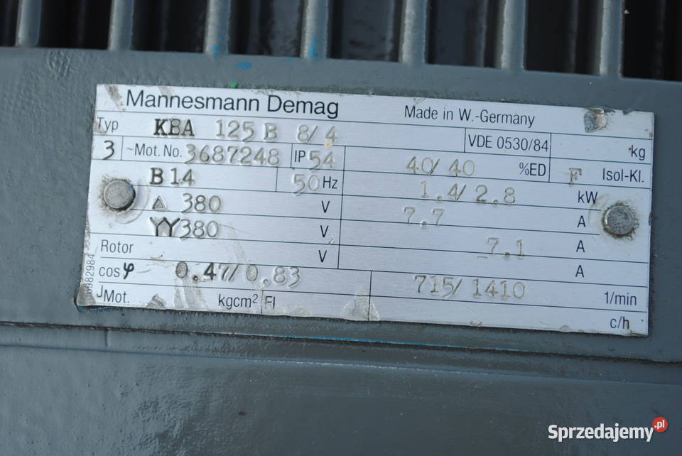 Motoreduktor dwubiegowy 1428kw 4690obr DEMAG Pozostałe
