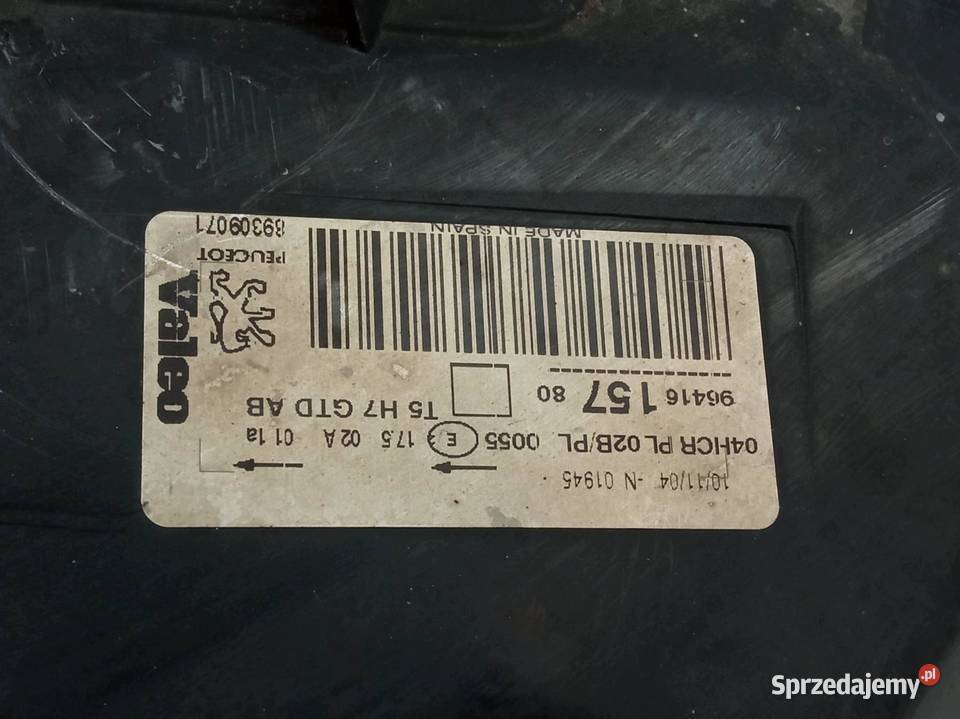 LAMPA PRZÓD LEWA EU 9641615780 Peugeot 307 I osobowe Lampy przednie świętokrzyskie
