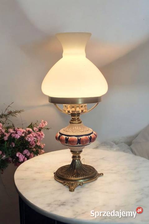 mała nocna porcelanowa lampka ze szklanym Warszawa sprzedam
