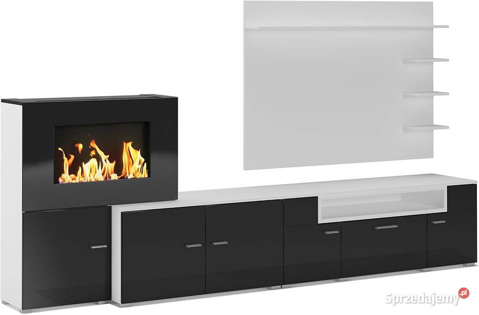Meble do salonu z kominkiem eletrycznym LED z 45cm Konin
