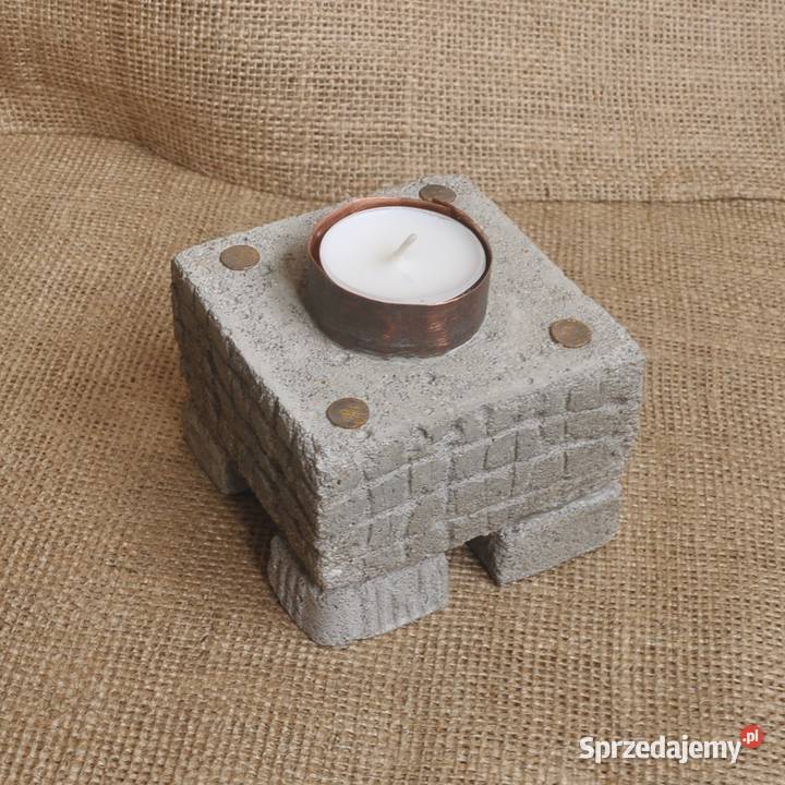 Świecznik betonowy z oksydowaną miedzią 2 Malbork sprzedam
