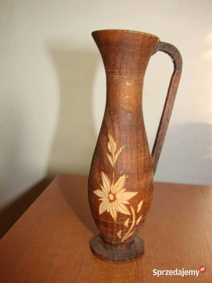 drewniany wazonik PRL Pruszcz Gdański