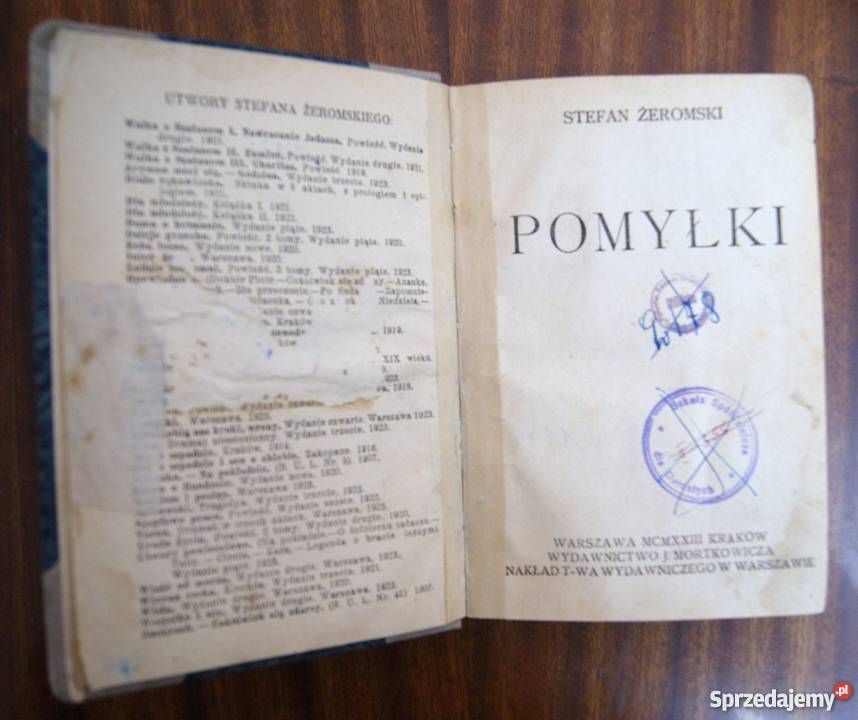 Stefan Żeromski Pomyłki 1923 literatura piękna - proza polska Parczew